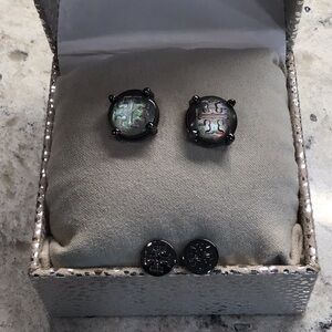 SOLD!!! Tory Burch logo post pierced earrings.